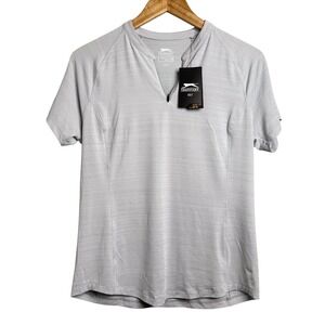 Slazenger Golf Blade Tech Sleeveless Polo Light Grey Womens Size M Shirt NEW‎